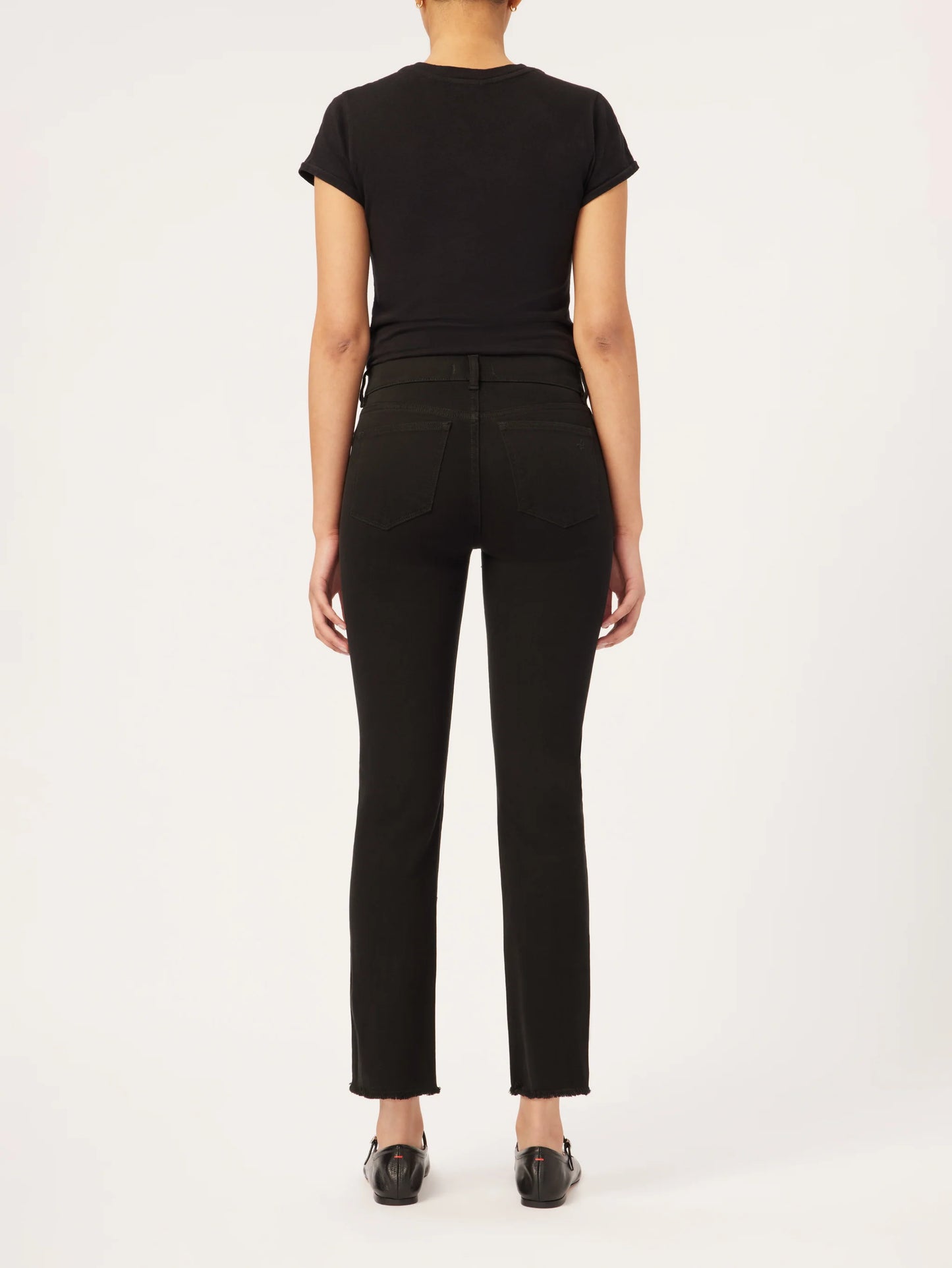 Mara Straight Mid Rise Instasculpt Ankle Jeans Black Peached Raw - DL1961