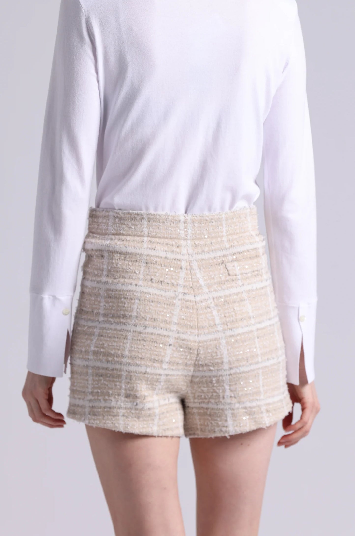 Viscose Sparkle Tweed Shorts Brown Sugar Combo - Minnie Rose