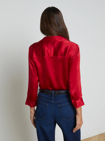 Dani Silk Blouse Garnet Red - L'AGENCE