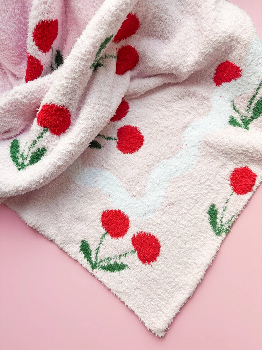 Cherry On Top Plush Throw Blanket - Rock Paper Scissors