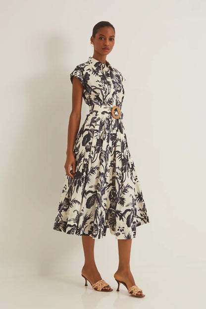 Octavia Dress Fauna Floral Navy - Cara Cara