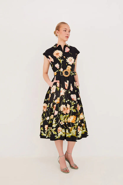 Octavia Dress Lockwood Flora Black - Cara Cara