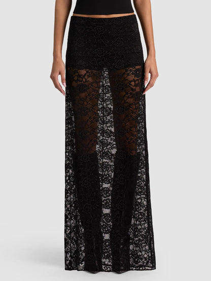 Maeve Lace Maxi Skirt With Hot Pant Black - Alice + Olivia