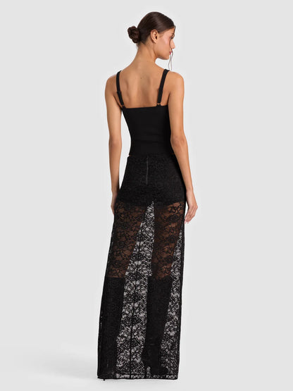 Maeve Lace Maxi Skirt With Hot Pant Black - Alice + Olivia