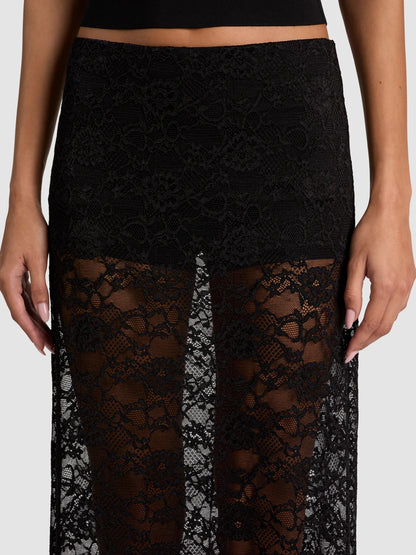 Maeve Lace Maxi Skirt With Hot Pant Black - Alice + Olivia