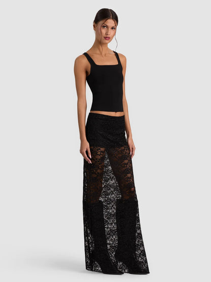 Maeve Lace Maxi Skirt With Hot Pant Black - Alice + Olivia