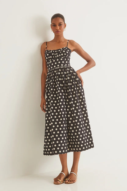 Alba Midi Dress Joelle Dot Black - Cara Cara