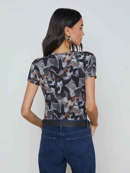 Ressi Fitted Tee Multi Dark Butterfly - L'AGENCE