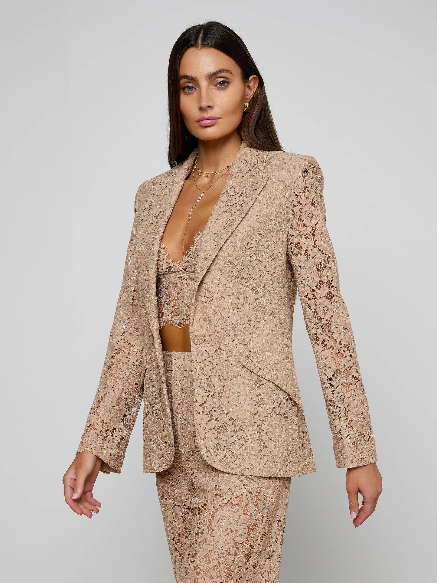 Chamberlain Lace Blazer Cappuccino - L'AGENCE