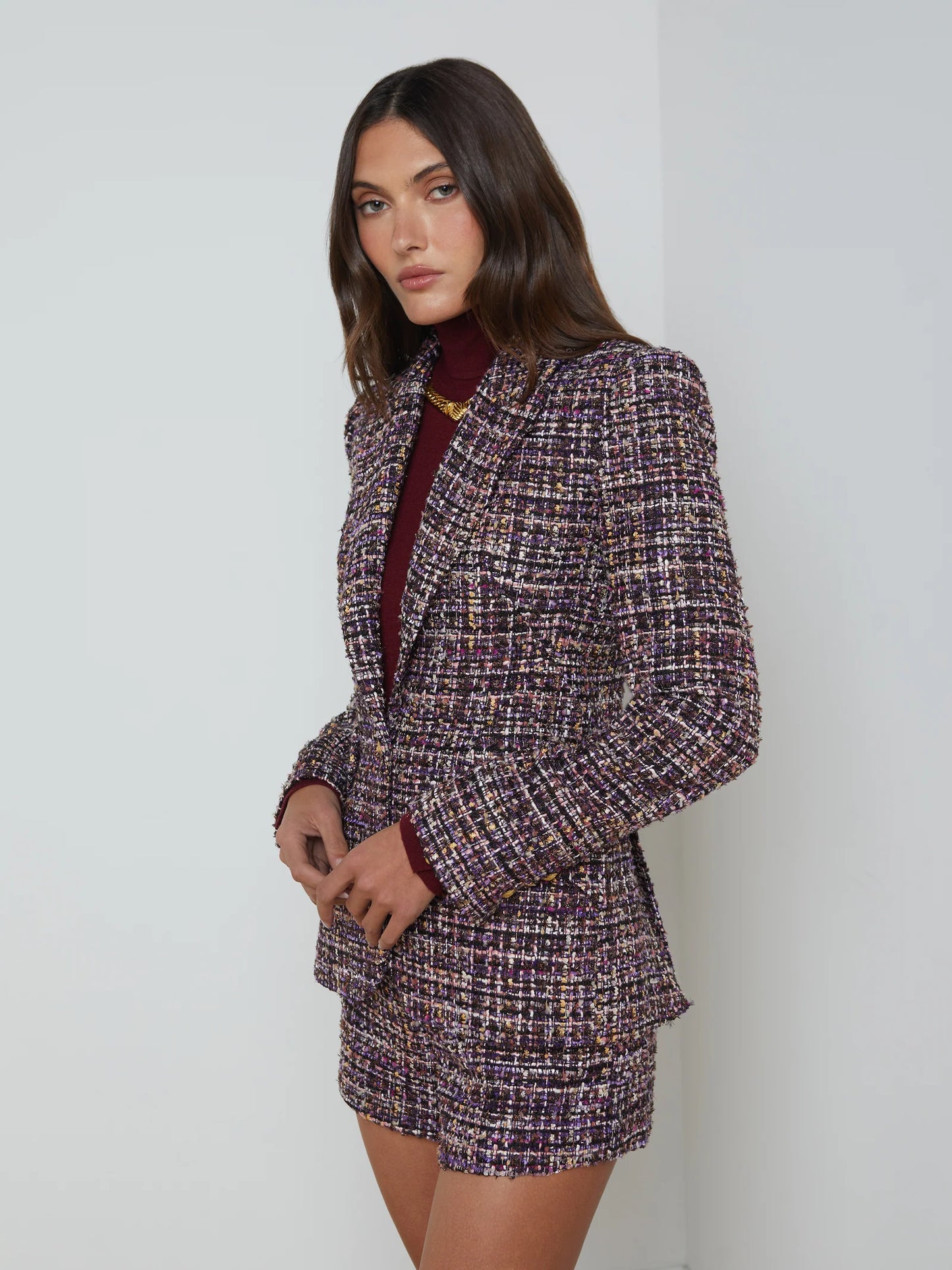 Chamberlain Tweed Blazer Purple Multi