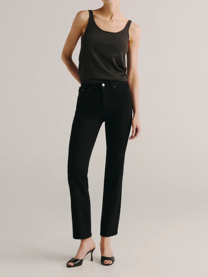 Halle Straight High Rise Instasculpt 29 Jeans Black Peach - DL1961