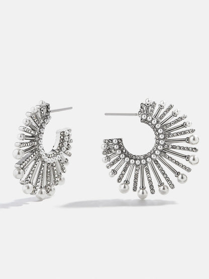 Jordan Sunburst Hoop Earrings Clear/Silver - BaubleBar