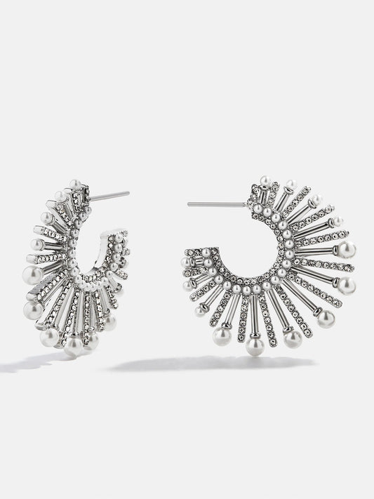 Jordan Sunburst Hoop Earrings Clear/Silver - BaubleBar