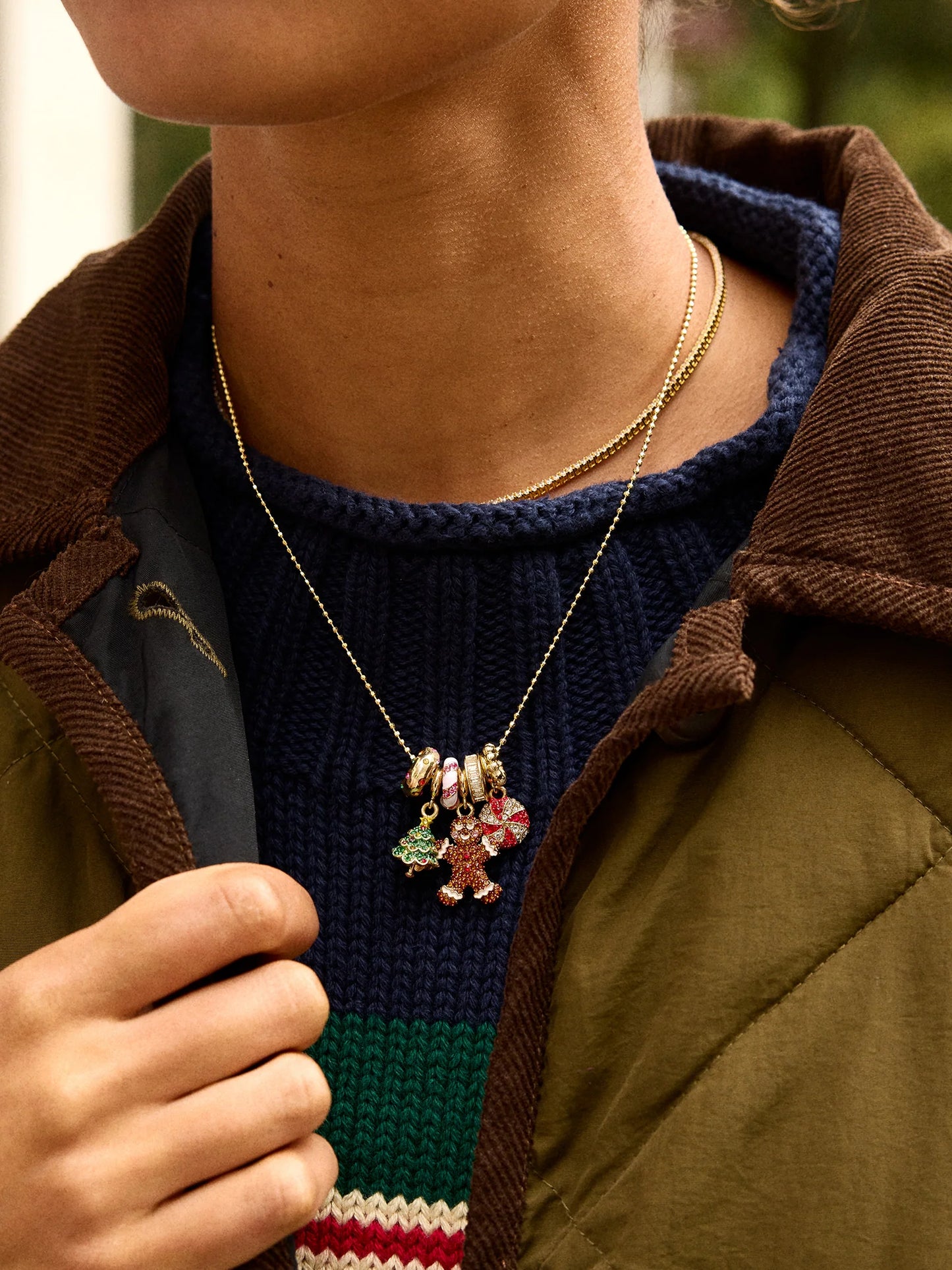 Holly Jolly Christmas Charm Necklace - BaubleBar