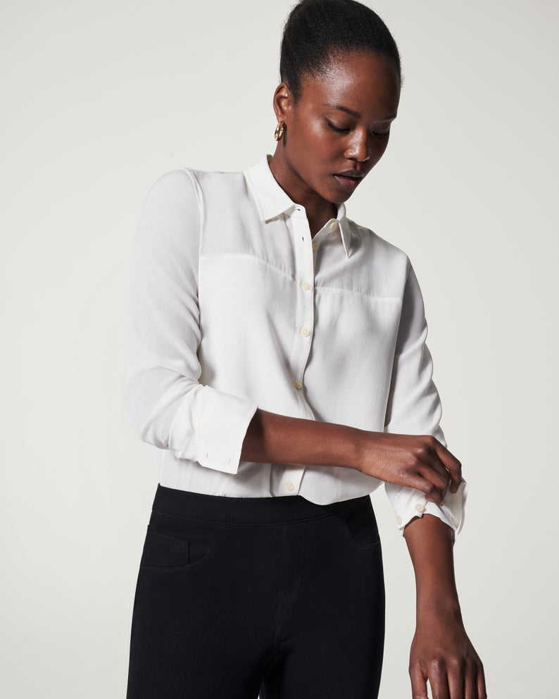 Low Maintenance Silk Button Down True Ivory - SPANX