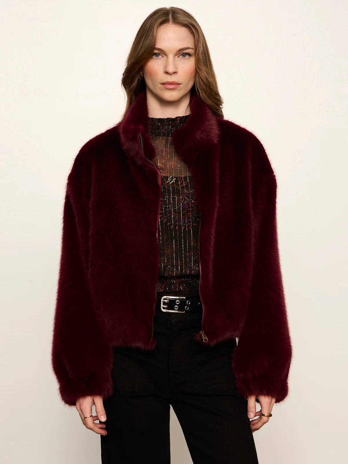 Everest Fur Bomber Bordeaux - Sanctuary