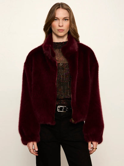 Everest Fur Bomber Bordeaux - Sanctuary