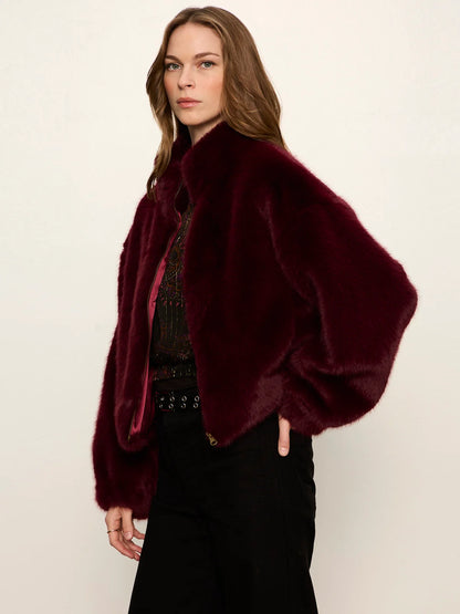 Everest Fur Bomber Bordeaux - Sanctuary