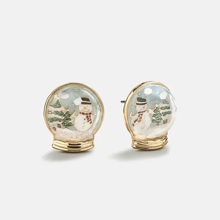 Let It Snow Globe Earrings Gold - BaubleBar