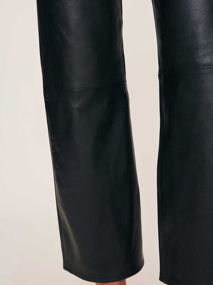 Karmine Refined Wide Leg High Rise Leather Pants Obsidian - DL1961