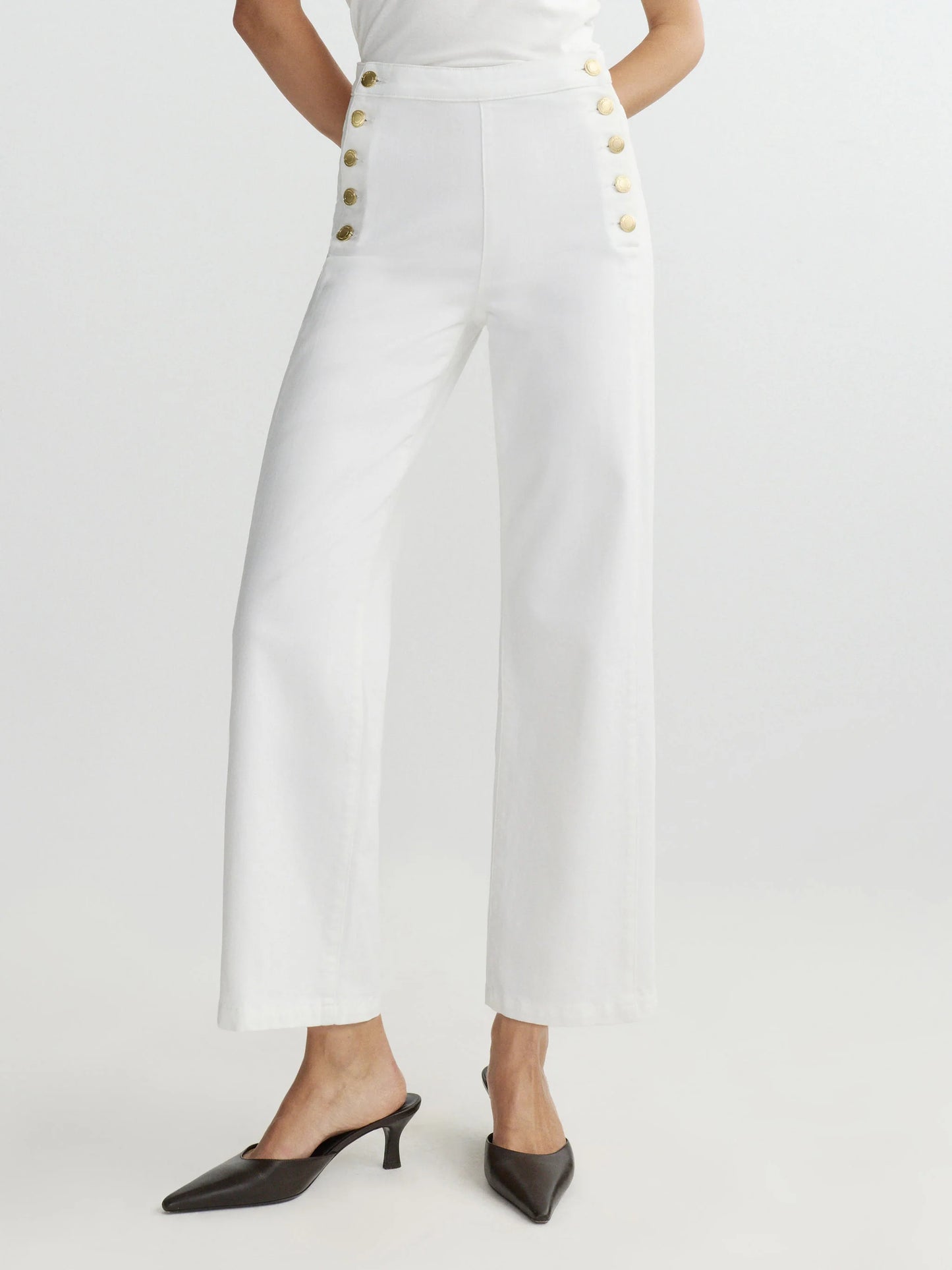 Karmine Refined Wide Leg High Rise 28 Jeans White Sailor - DL1961