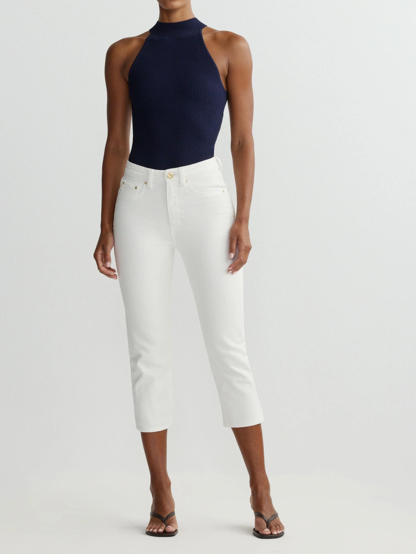 Mock Neck Top Instasculpt Rib Bright Navy - DL1961