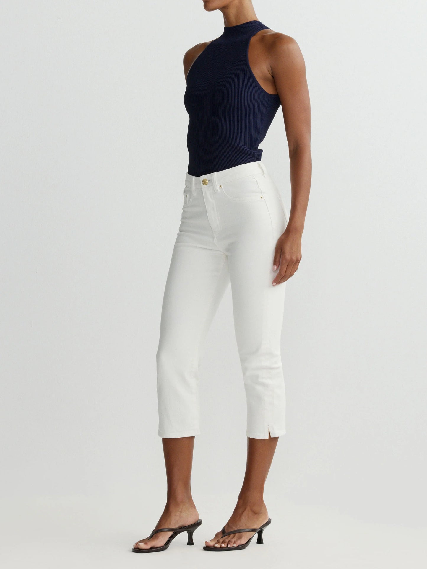 Mock Neck Top Instasculpt Rib Bright Navy - DL1961