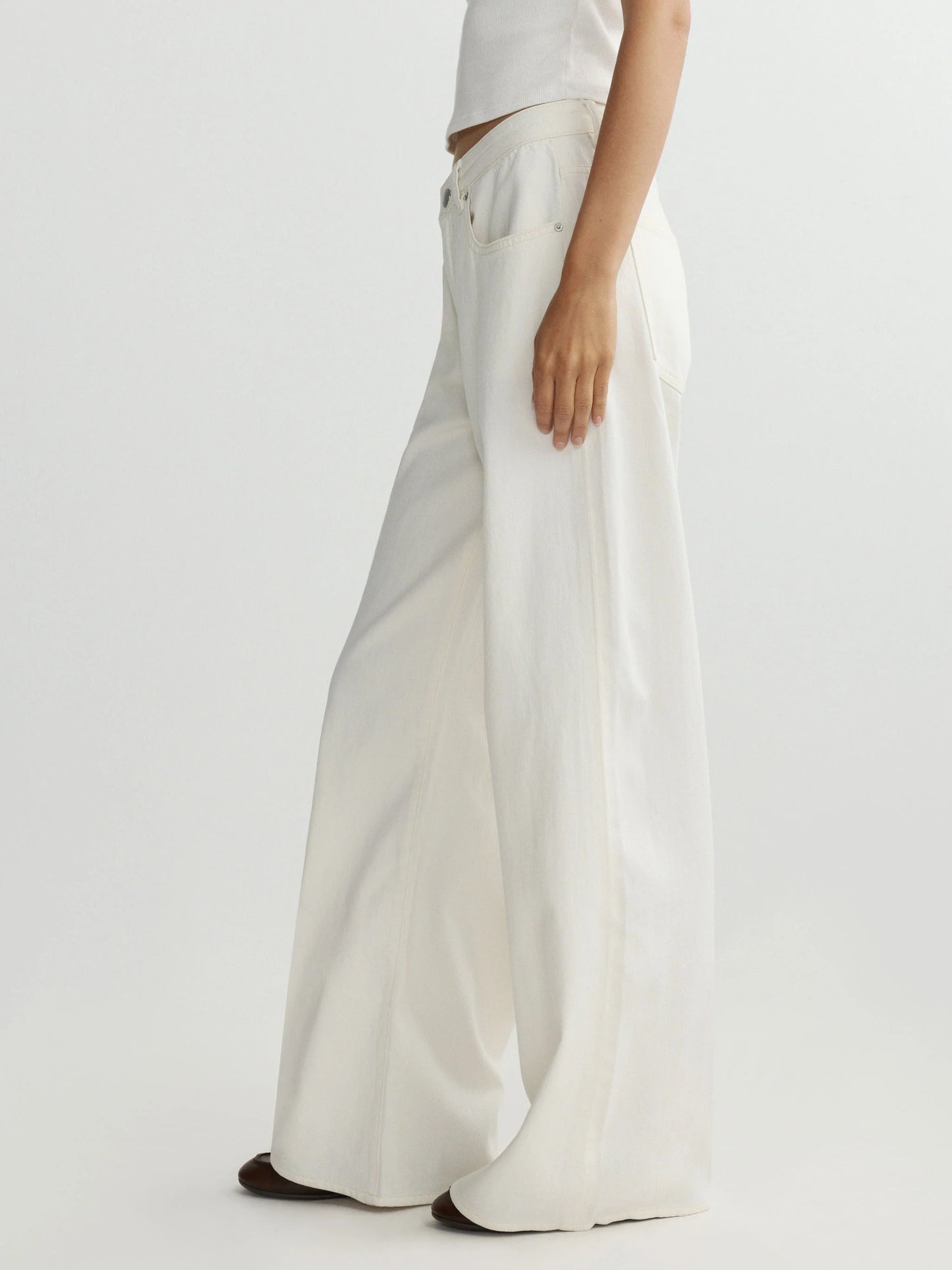 Alex Baggy Wide Leg Low Rise 32 Jeans Eggshell Aura - DL1961