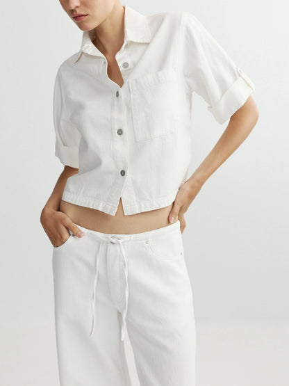 Montauk Shirt Cuffed Sleeve White Aura - DL1961