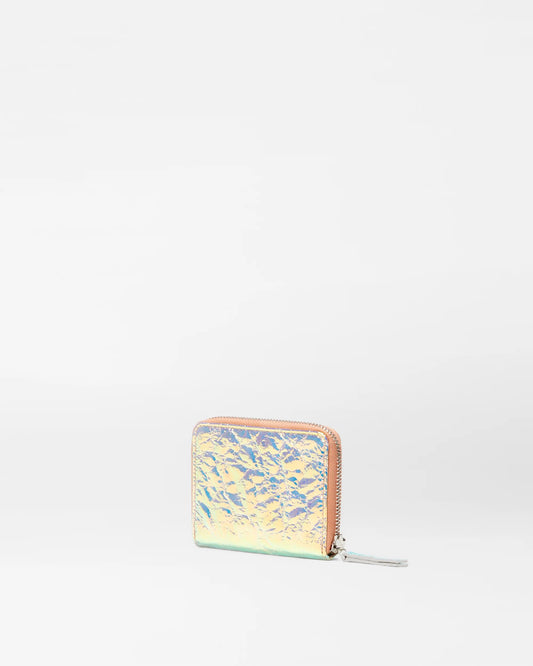Small Zip Round Wallet Pink Opal Leather - MZ Wallace