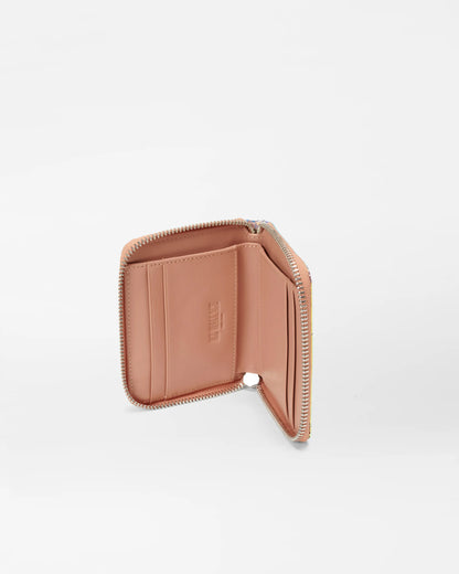 Small Zip Round Wallet Pink Opal Leather - MZ Wallace