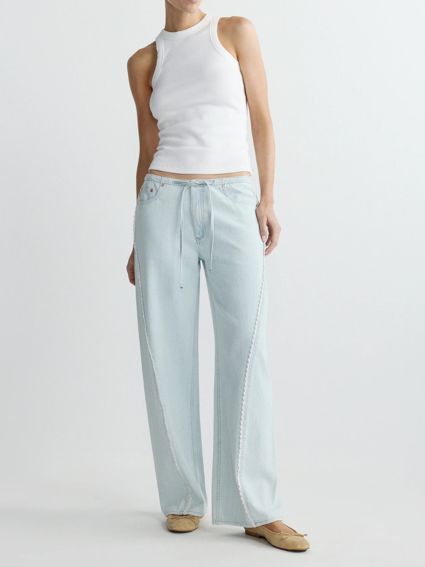 Sienna Low-Slung Wide Leg Relaxed 31 Jeans Saltstone Lace - DL1961