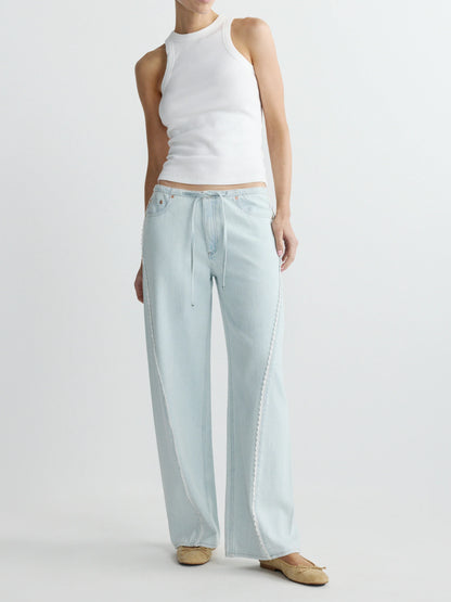 Sienna Low-Slung Wide Leg Relaxed 31 Jeans Saltstone Lace - DL1961