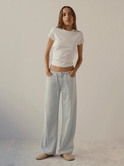 Sienna Low-Slung Wide Leg Relaxed 31 Jeans Saltstone Lace - DL1961