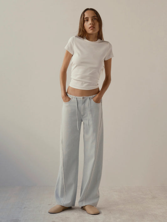 Sienna Low-Slung Wide Leg Relaxed 31 Jeans Saltstone Lace - DL1961