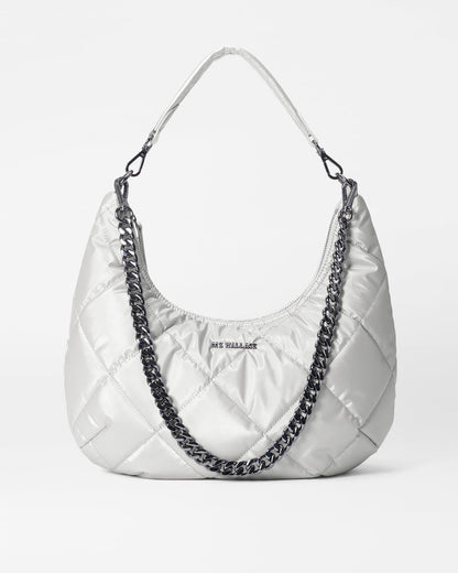 Quilted Madison Shoulder Bag Oyster Metallic - MZ Wallace