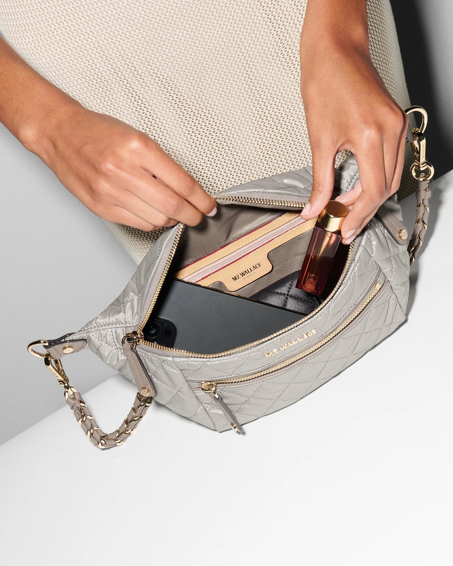 Small Crosby Crossbody Sling Sable Pearl Metallic - MZ Wallace