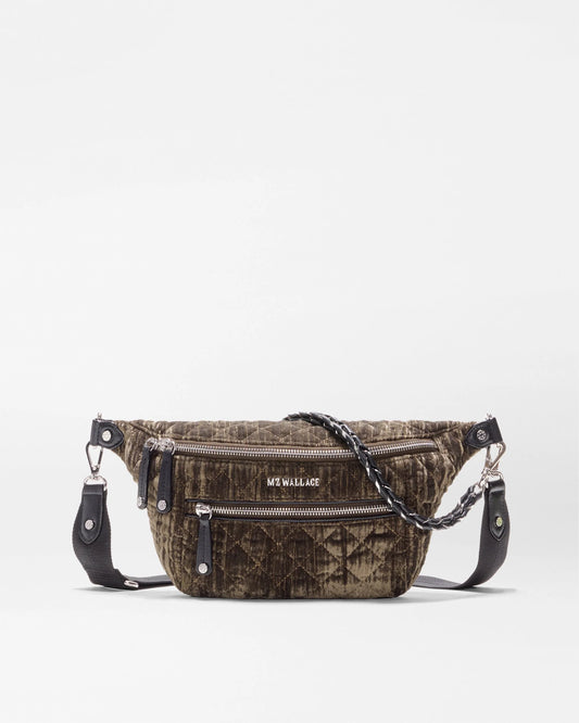 Small Crosby Crossbody Sling Pecan Brown Velvet - MZ Wallace