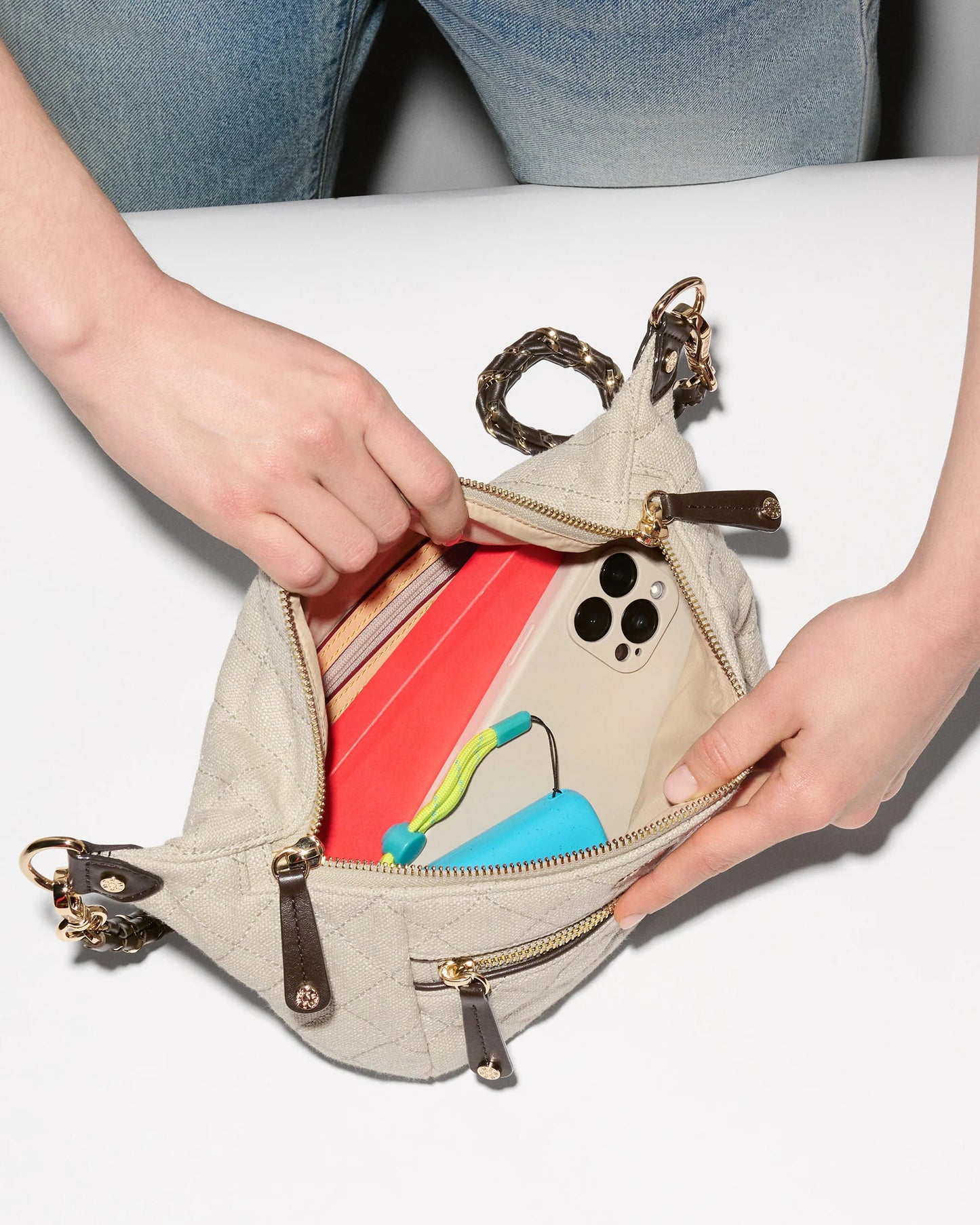 Small Crosby Crossbody Sling Sandy Linen - MZ Wallace