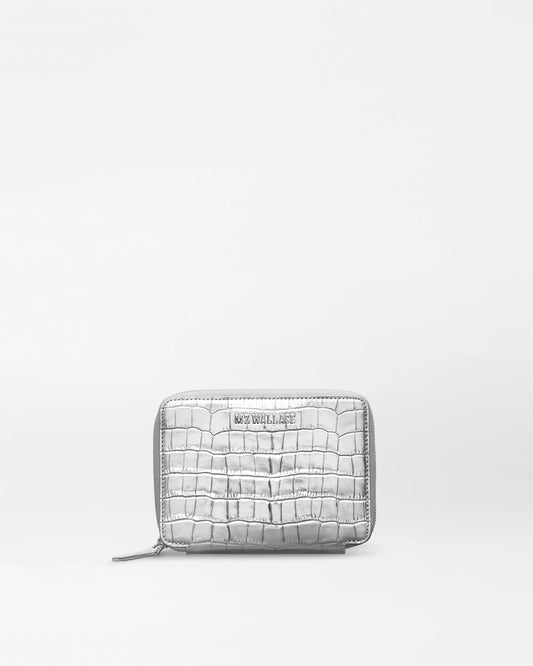 Passport Organizer Silver Croc Effect - MZ Wallace