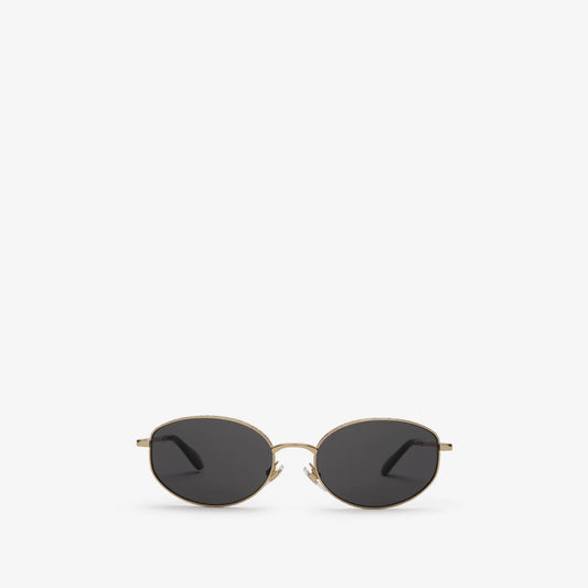 Metal Check Oval Sunglasses Light Gold - Burberry
