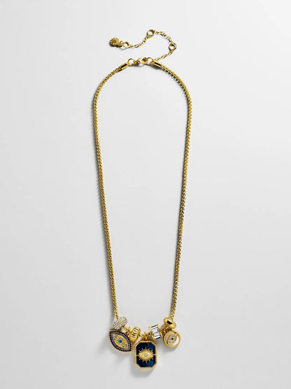 Evil Eye Charm Necklace Lapis - BaubleBar