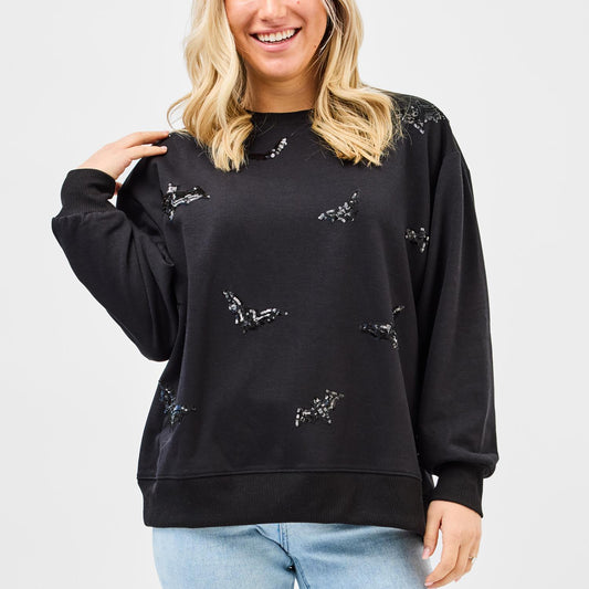 Sarah Bats Sweatshirt Black - Mary Square
