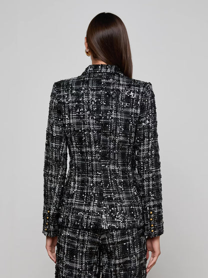 Colin Blazer Black/Ivory Tweed Black Sequin - L'AGENCE