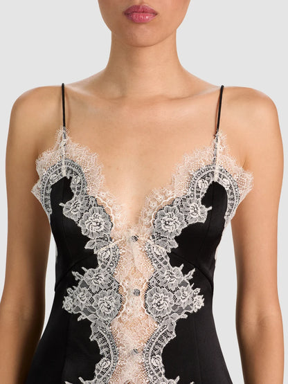 Julietta Lace Slip Top Black/Chino - Alice + Olivia