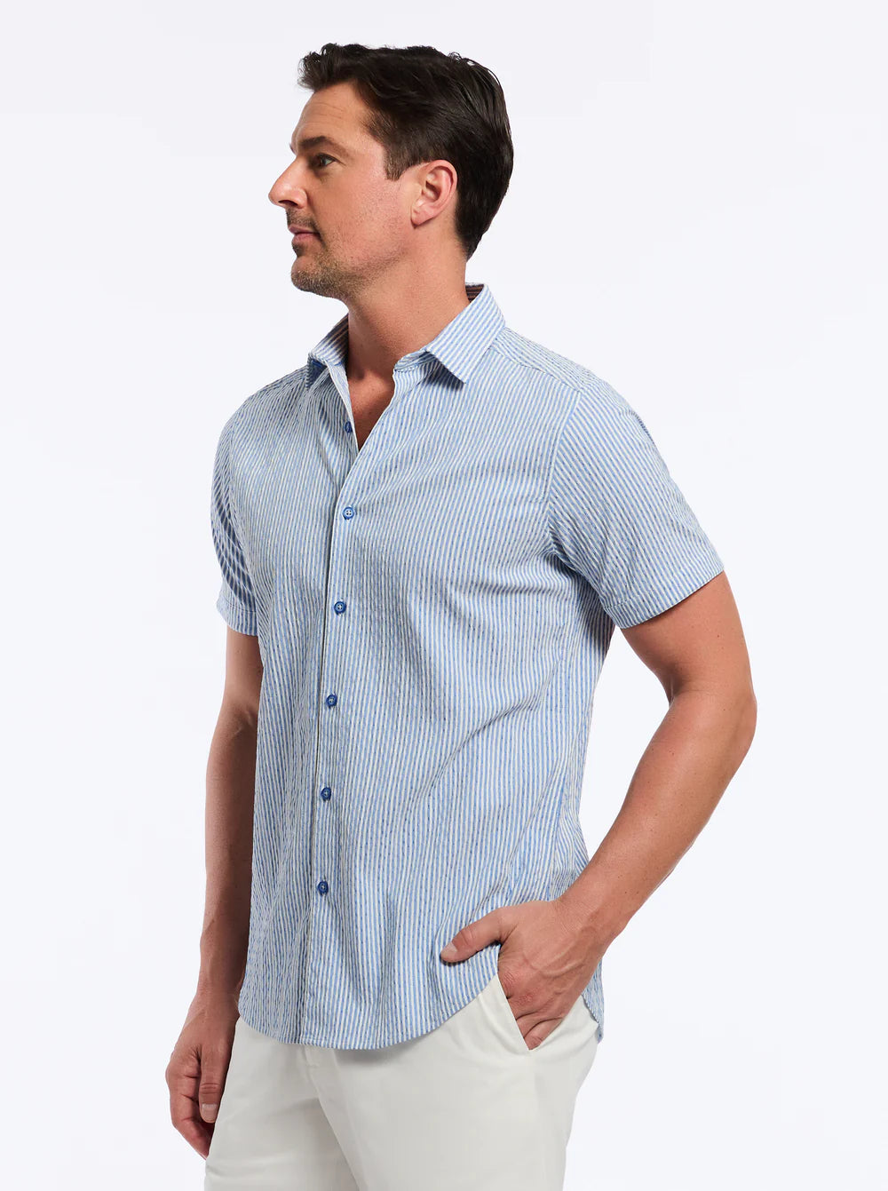 Fornillo Short Sleeve Button Down Shirt Navy - Robert Graham