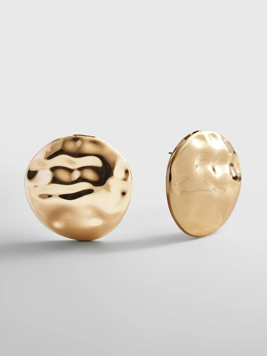 Odette Hammered Statement Earrings Gold - BaubleBar