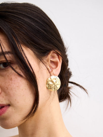 Odette Hammered Statement Earrings Gold - BaubleBar