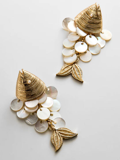 Ripple Effect Fish Earrings Gold/Pearl - BaubleBar