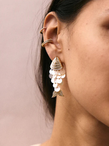 Ripple Effect Fish Earrings Gold/Pearl - BaubleBar